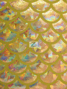 Hologram Scale Foil Nylon Spandex Fabric Gold
