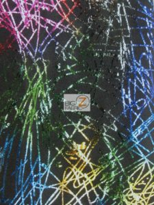 Illustrious Scribbles Holographic Spandex Fabric Rainbow
